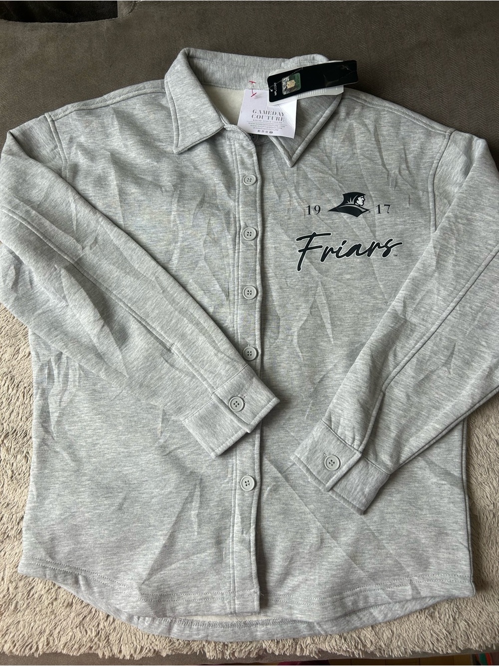 NWT Fanatics Gameday Couture Friars Gray Button-Up sweater